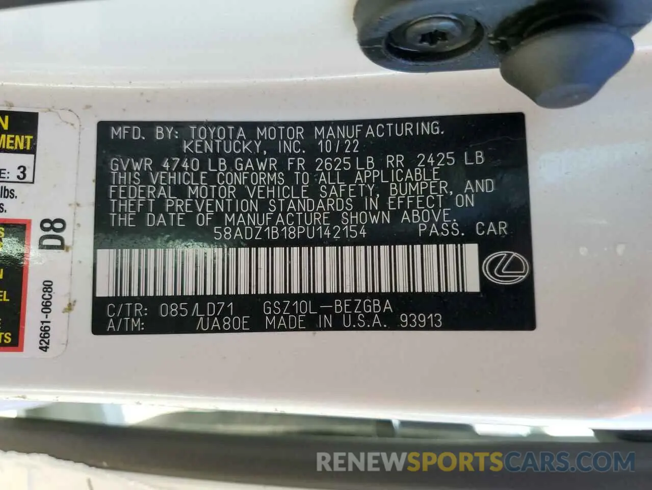 13 fotografías del automóvil dañado 58ADZ1B18PU142154 LEXUS ES350 2023