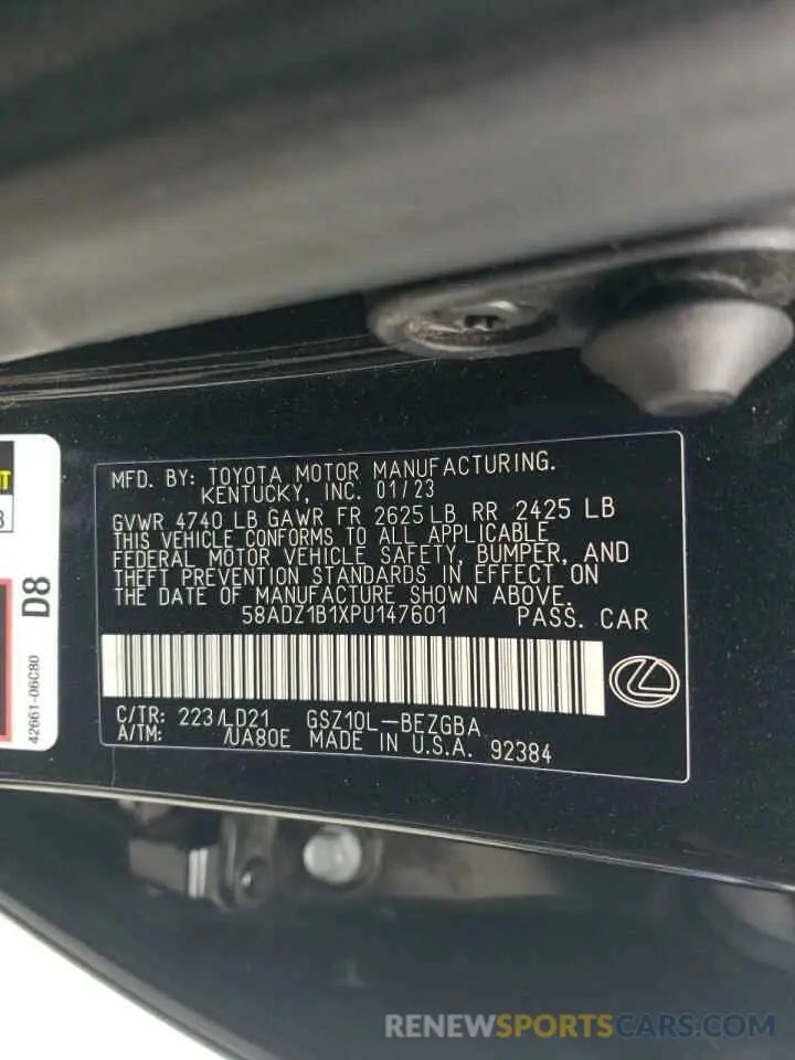 12 fotografías del automóvil dañado 58ADZ1B1XPU147601 LEXUS ES350 2023