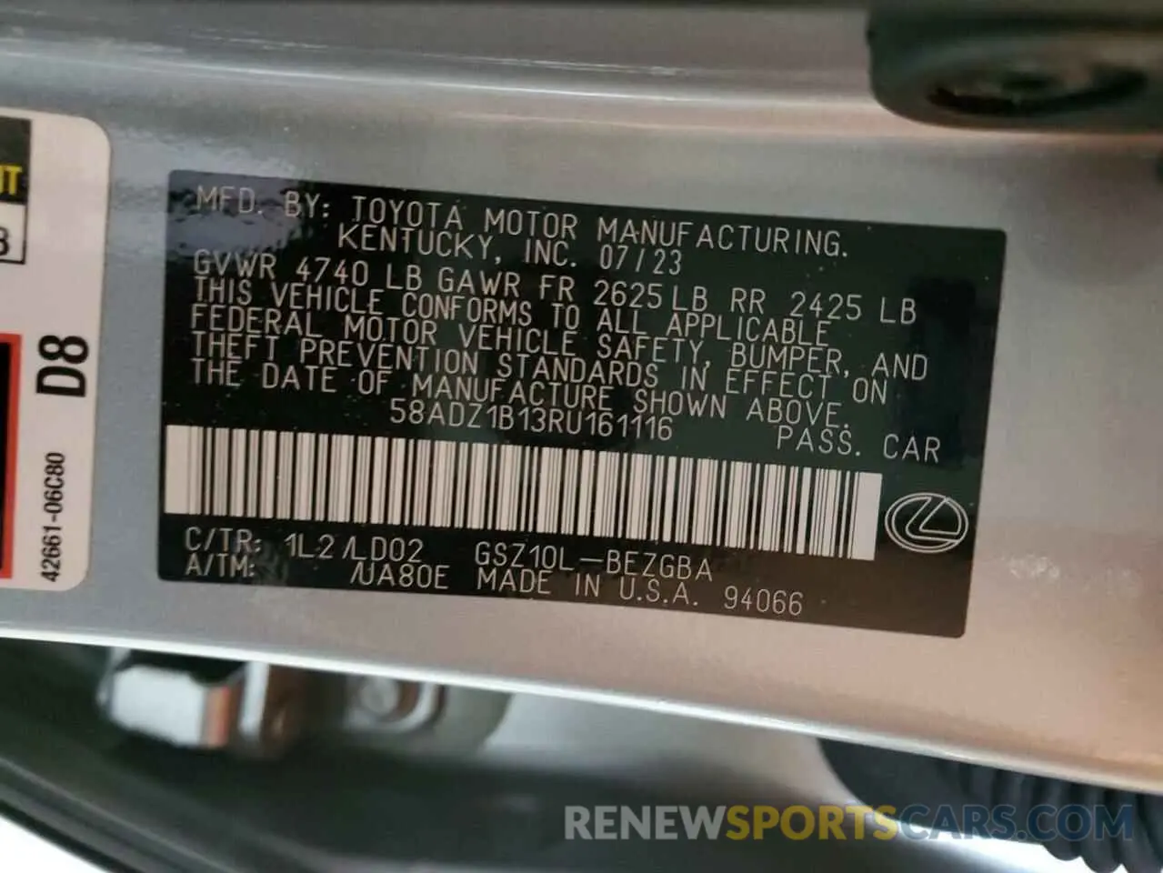 12 fotografías del automóvil dañado 58ADZ1B13RU161116 LEXUS ES350 2024