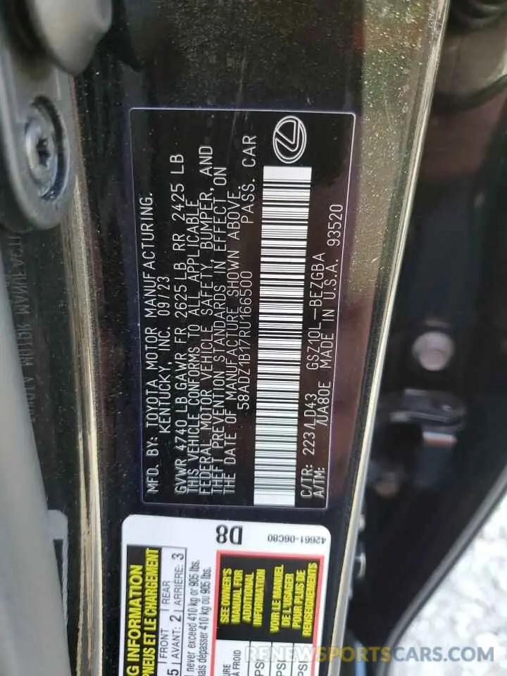 13 fotografías del automóvil dañado 58ADZ1B17RU166500 LEXUS ES350 2024