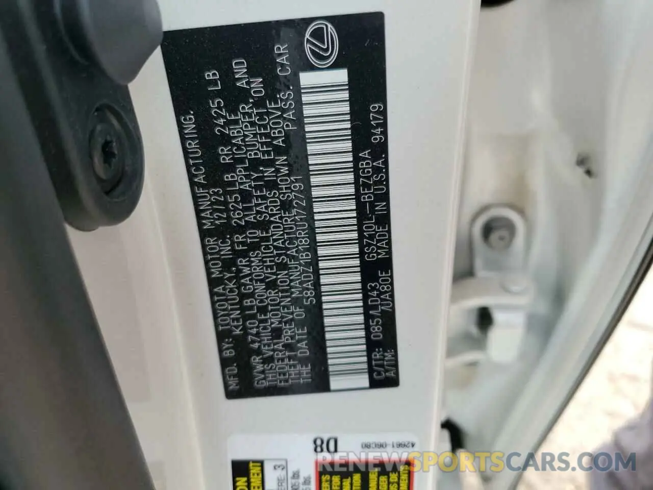 13 fotografías del automóvil dañado 58ADZ1B18RU172791 LEXUS ES350 2024