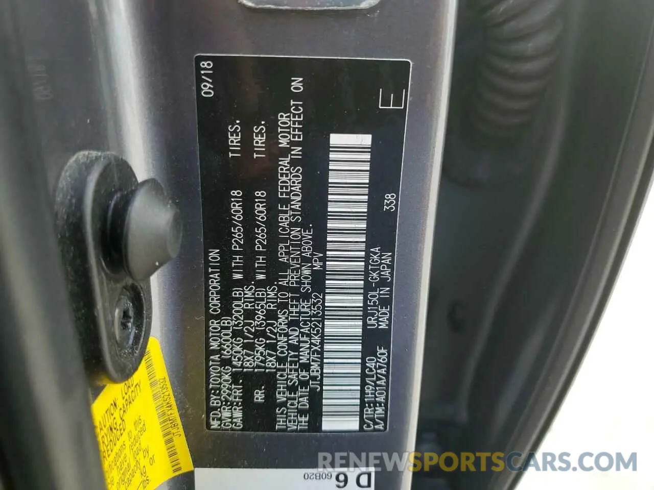 14 fotografías del automóvil dañado JTJBM7FX4K5213532 LEXUS GX 2019