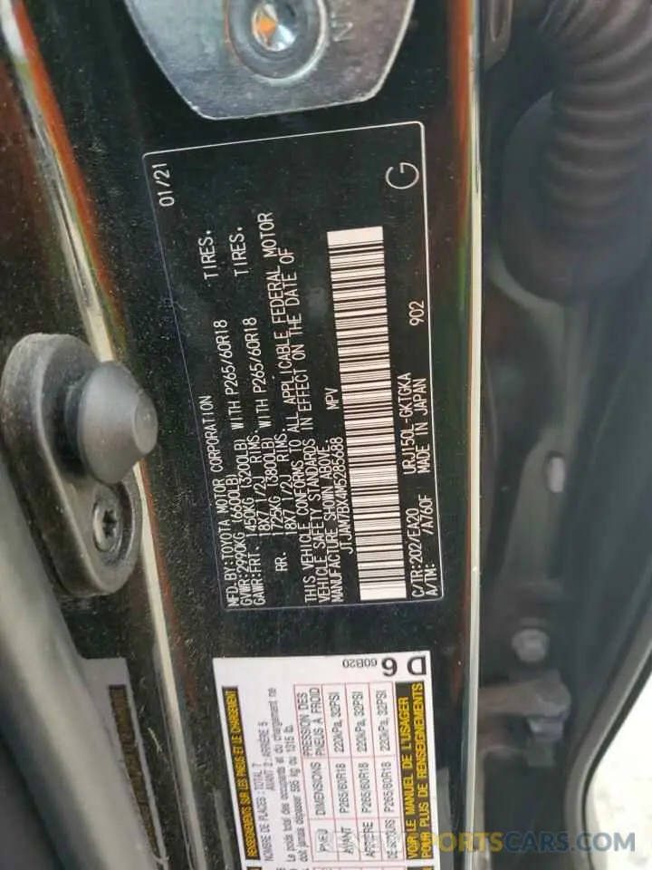 12 fotografías del automóvil dañado JTJAM7BX4M5285688 LEXUS GX 2021