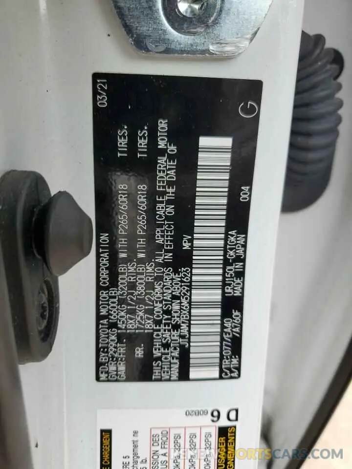 12 fotografías del automóvil dañado JTJAM7BX6M5291623 LEXUS GX 2021