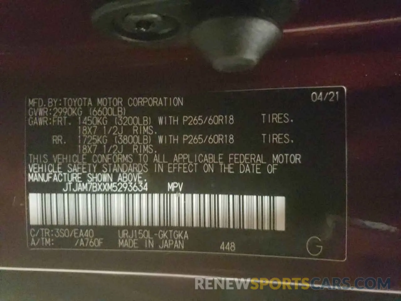 10 fotografías del automóvil dañado JTJAM7BXXM5293634 LEXUS GX 2021