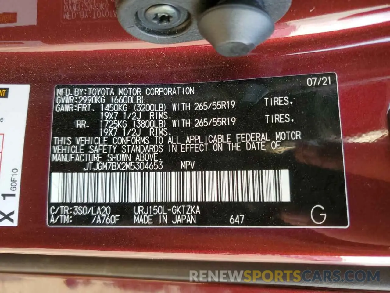 10 fotografías del automóvil dañado JTJGM7BX2M5304653 LEXUS GX 2021