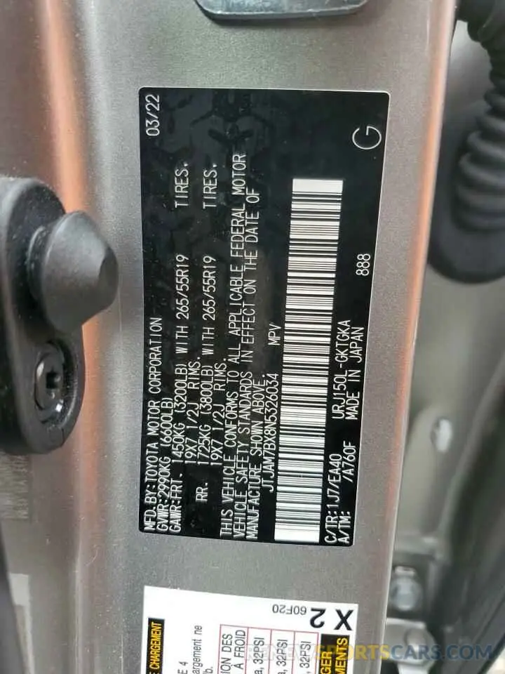 14 fotografías del automóvil dañado JTJAM7BX8N5326034 LEXUS GX 2022