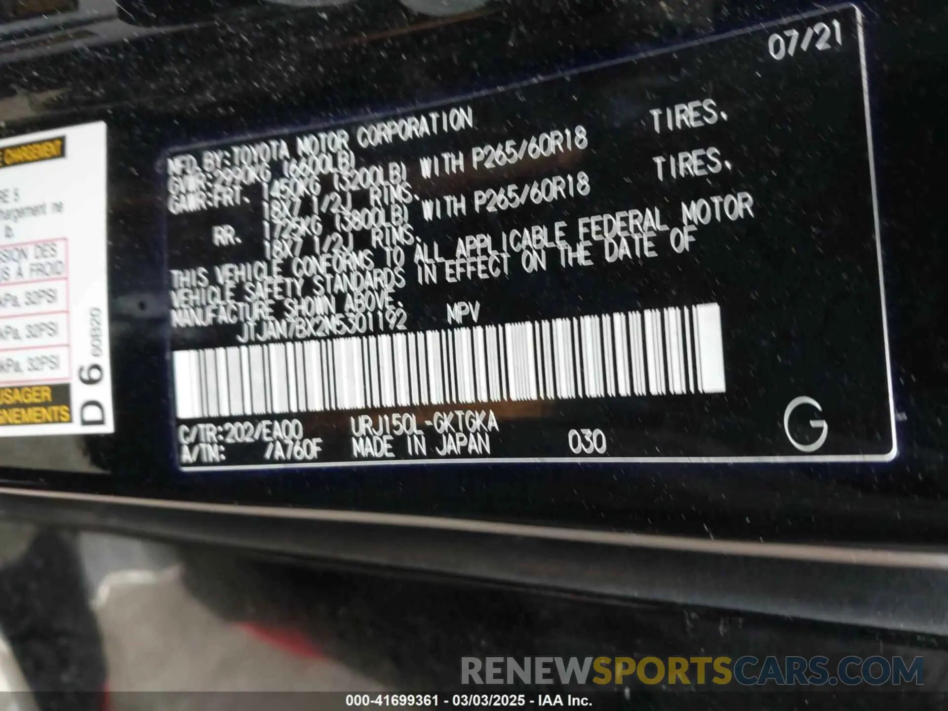 9 fotografías del automóvil dañado JTJAM7BX2M5301192 LEXUS GX 460 2021
