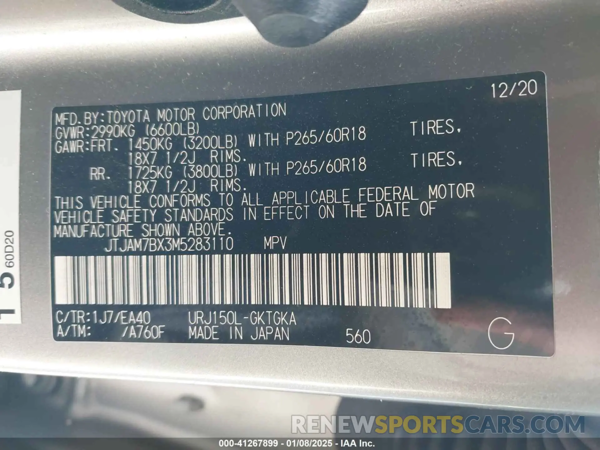 9 fotografías del automóvil dañado JTJAM7BX3M5283110 LEXUS GX 460 2021