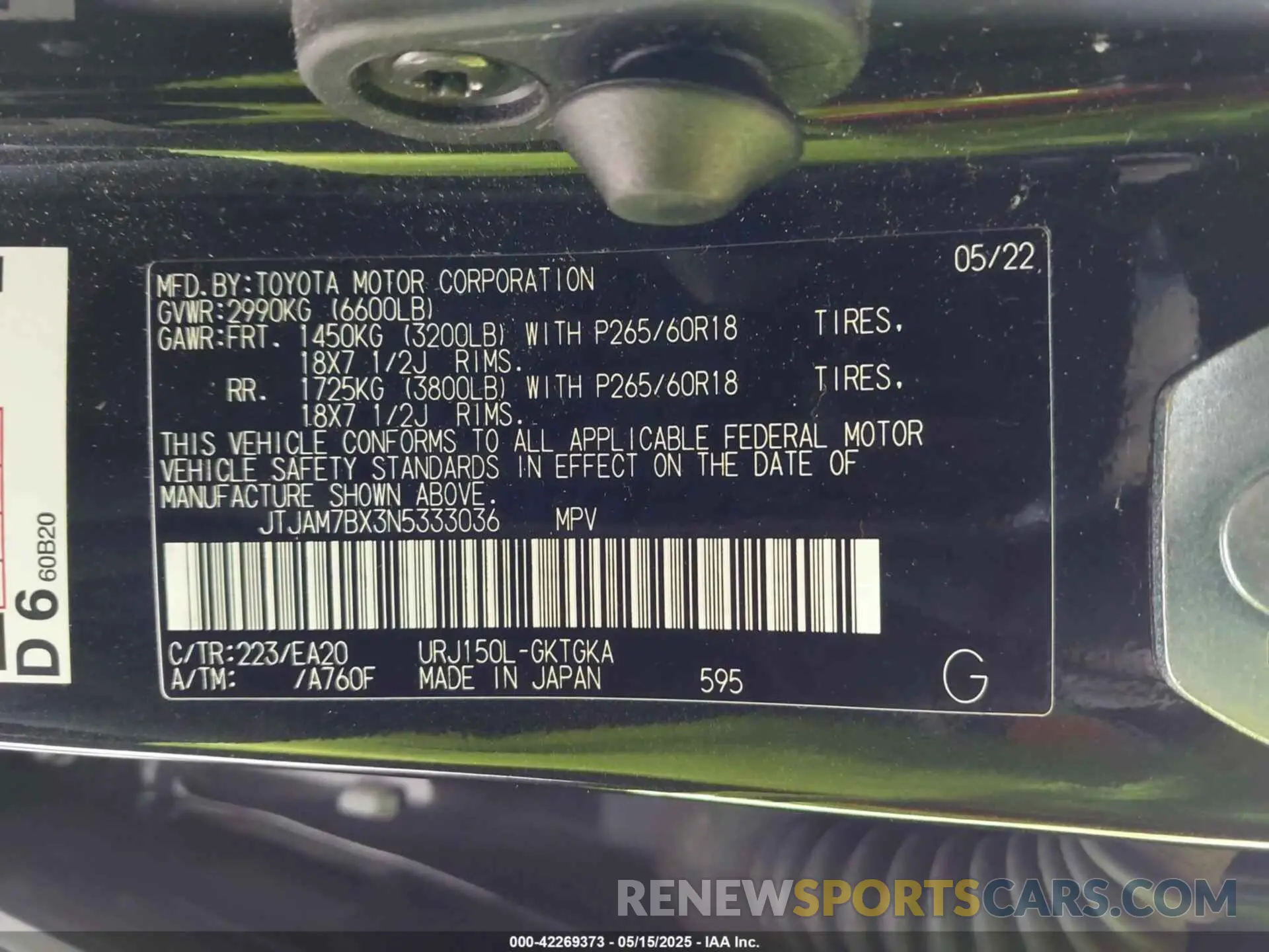 9 fotografías del automóvil dañado JTJAM7BX3N5333036 LEXUS GX 460 2022