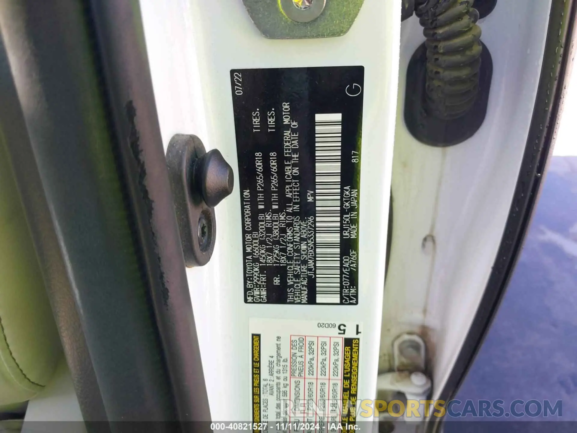 9 fotografías del automóvil dañado JTJAM7BX5N5337296 LEXUS GX 460 2022