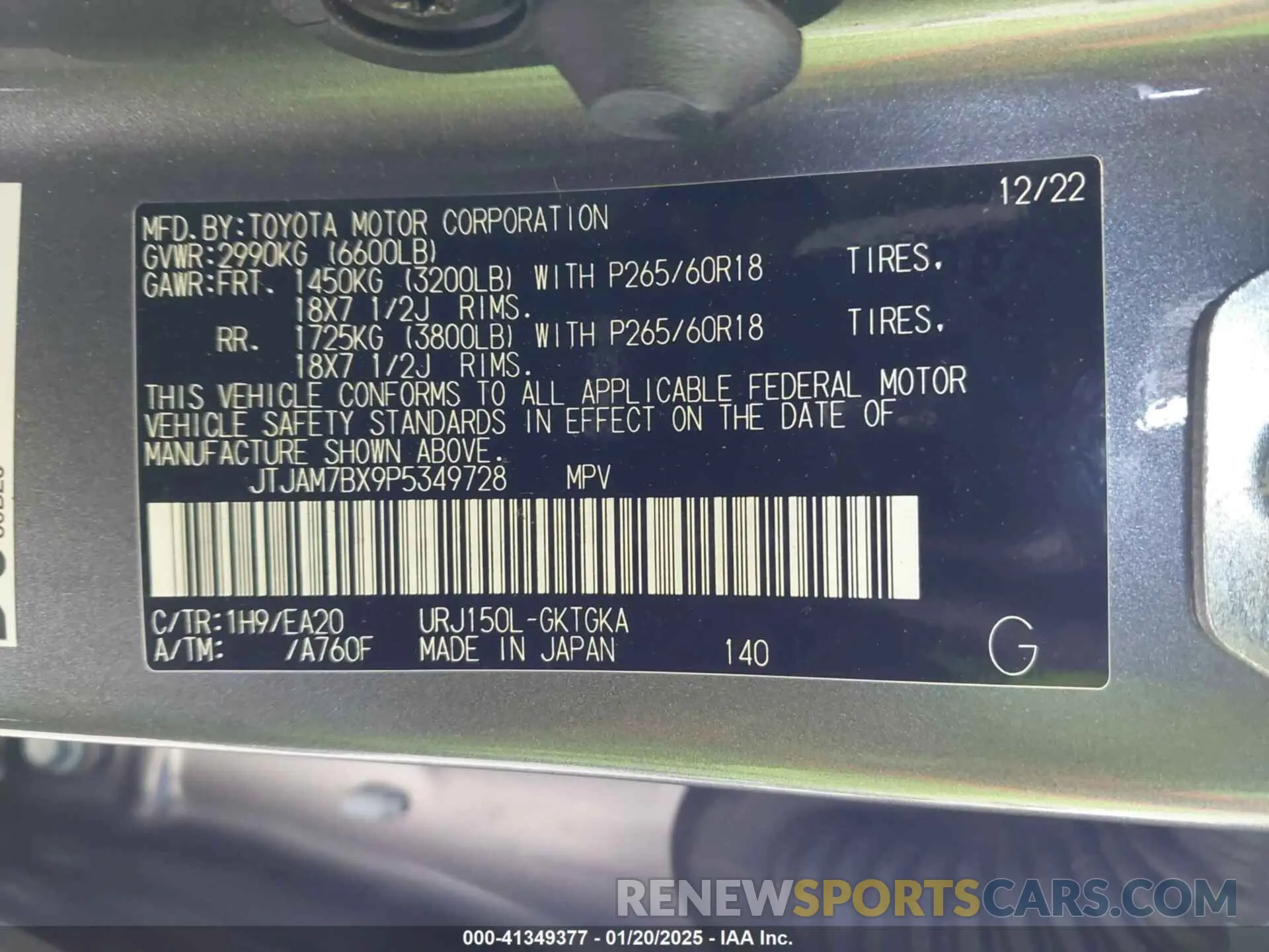 9 fotografías del automóvil dañado JTJAM7BX9P5349728 LEXUS GX 460 2023