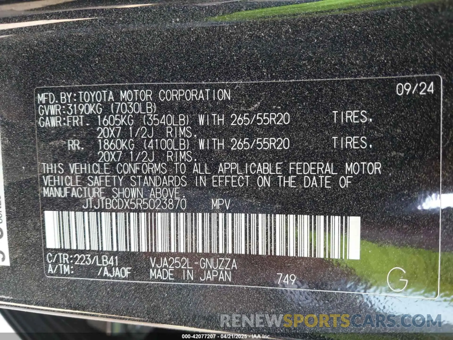9 fotografías del automóvil dañado JTJTBCDX5R5023870 LEXUS GX 550 2024