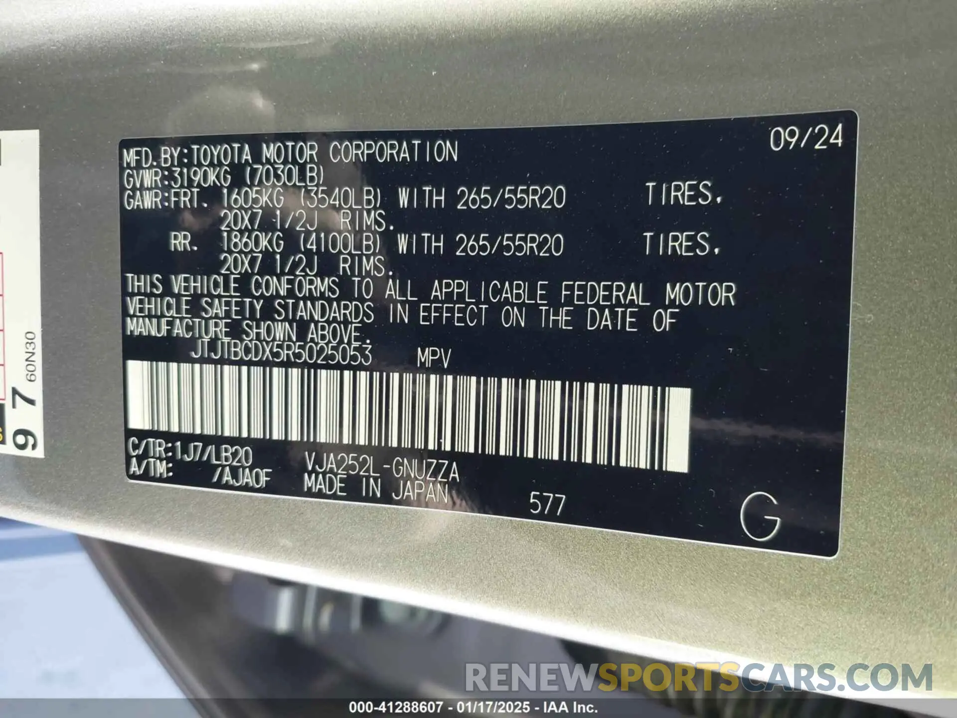 9 fotografías del automóvil dañado JTJTBCDX5R5025053 LEXUS GX 550 2024