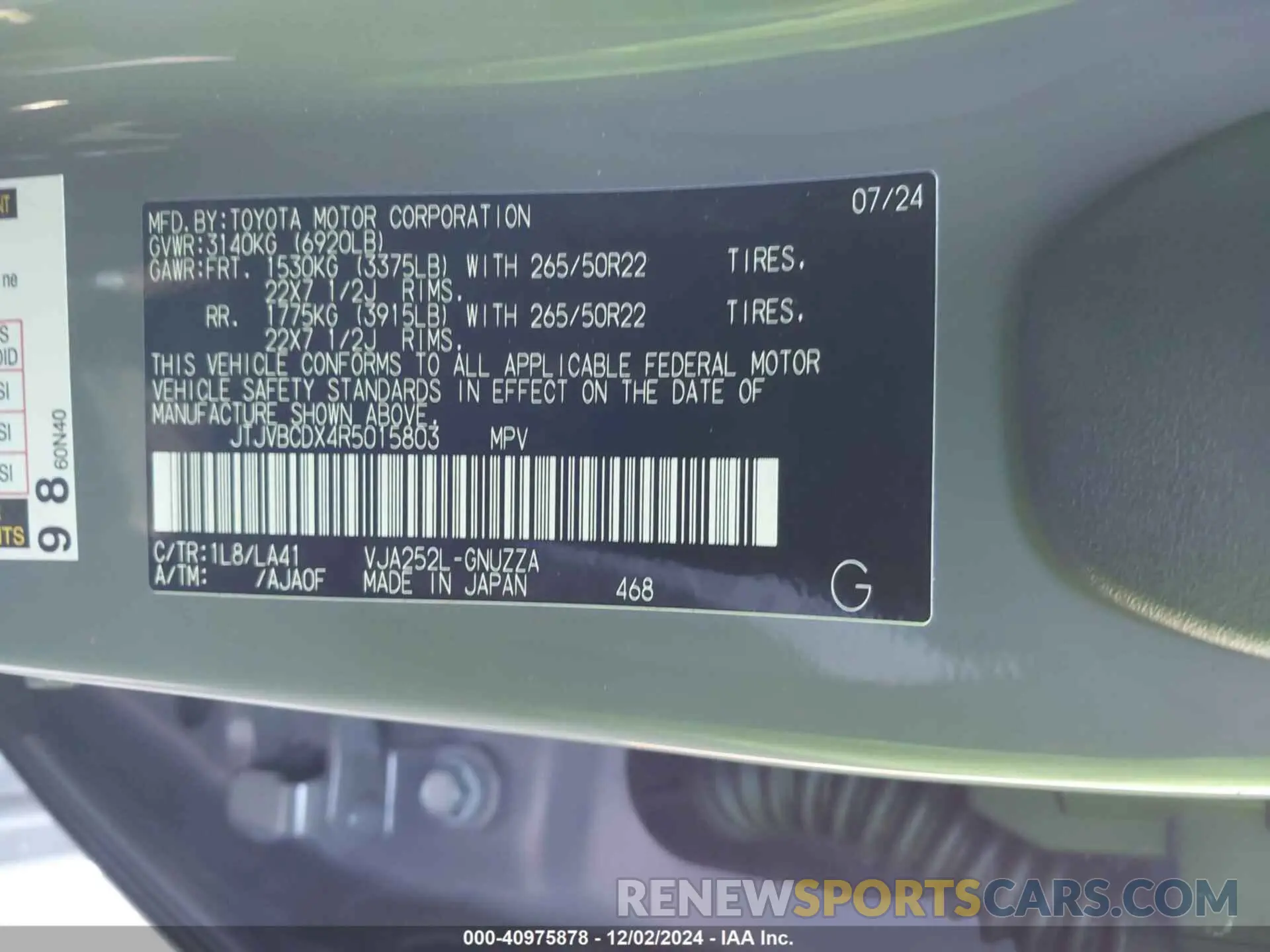 9 fotografías del automóvil dañado JTJVBCDX4R5015803 LEXUS GX 550 2024