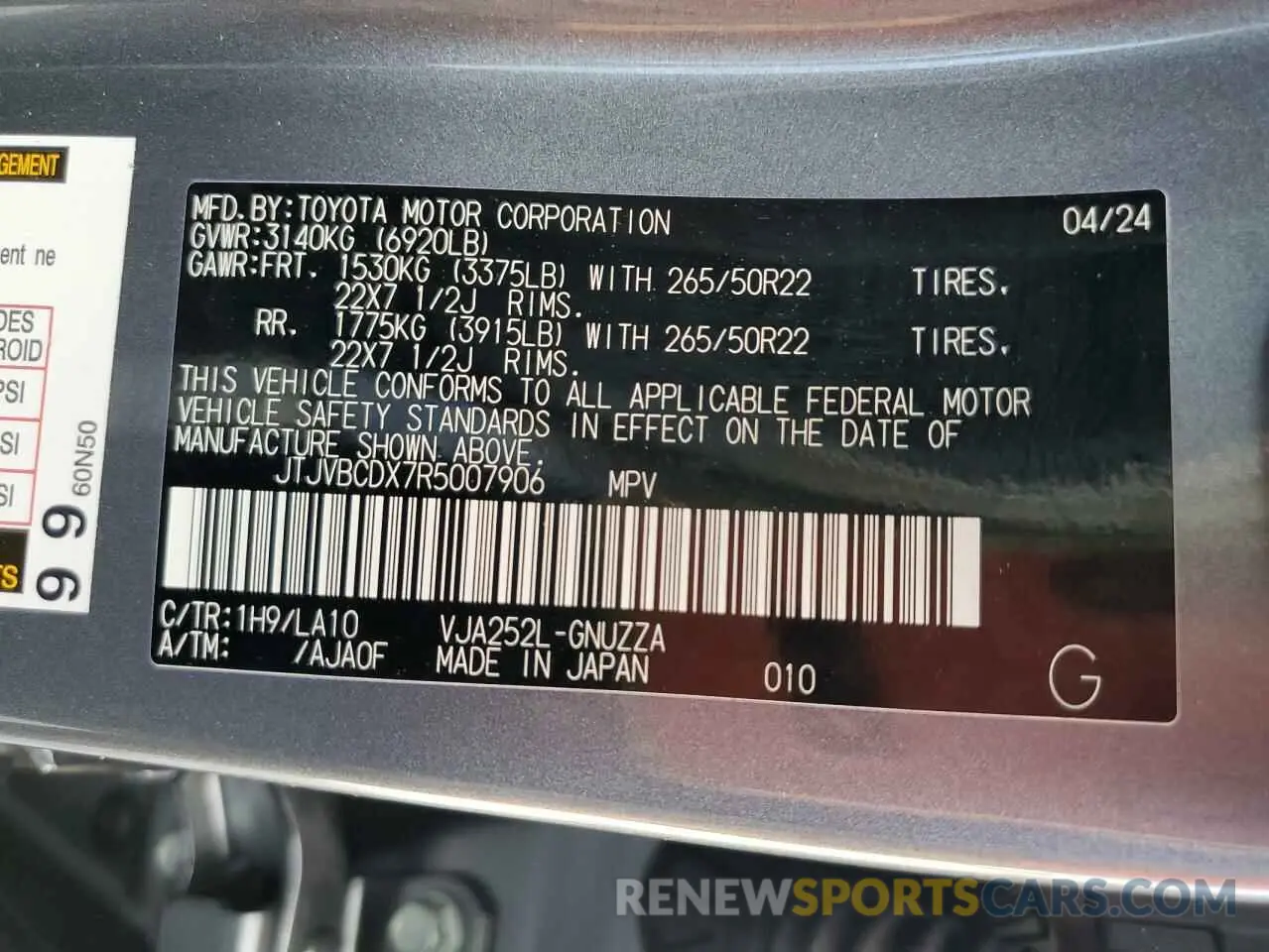 13 fotografías del automóvil dañado JTJVBCDX7R5007906 LEXUS GX 550 LUX 2024