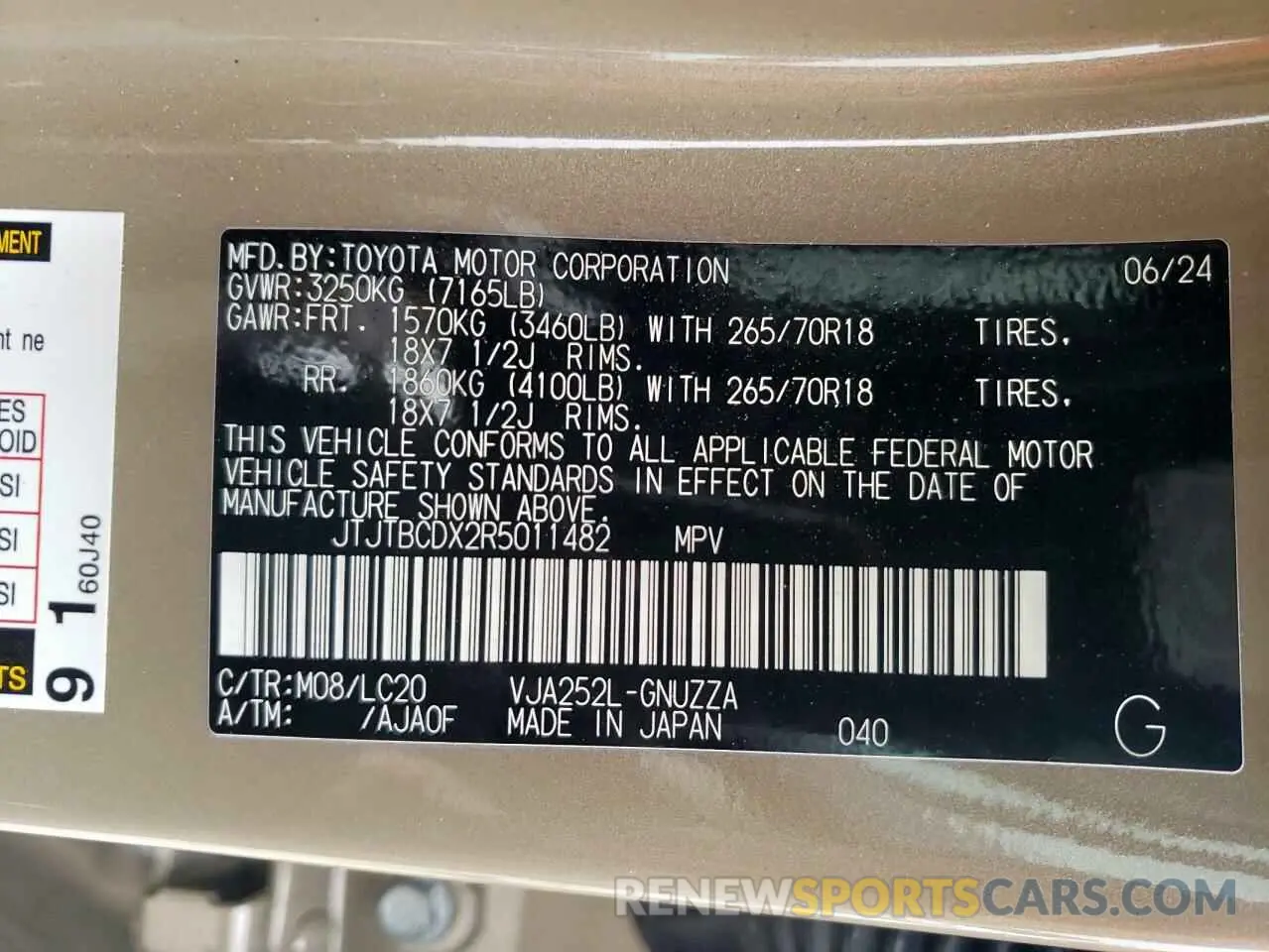 13 fotografías del automóvil dañado JTJTBCDX2R5011482 LEXUS GX 550 PRE 2024