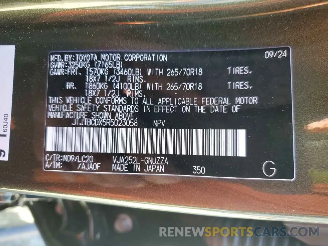 13 fotografías del automóvil dañado JTJTBCDX5R5023058 LEXUS GX 550 PRE 2024