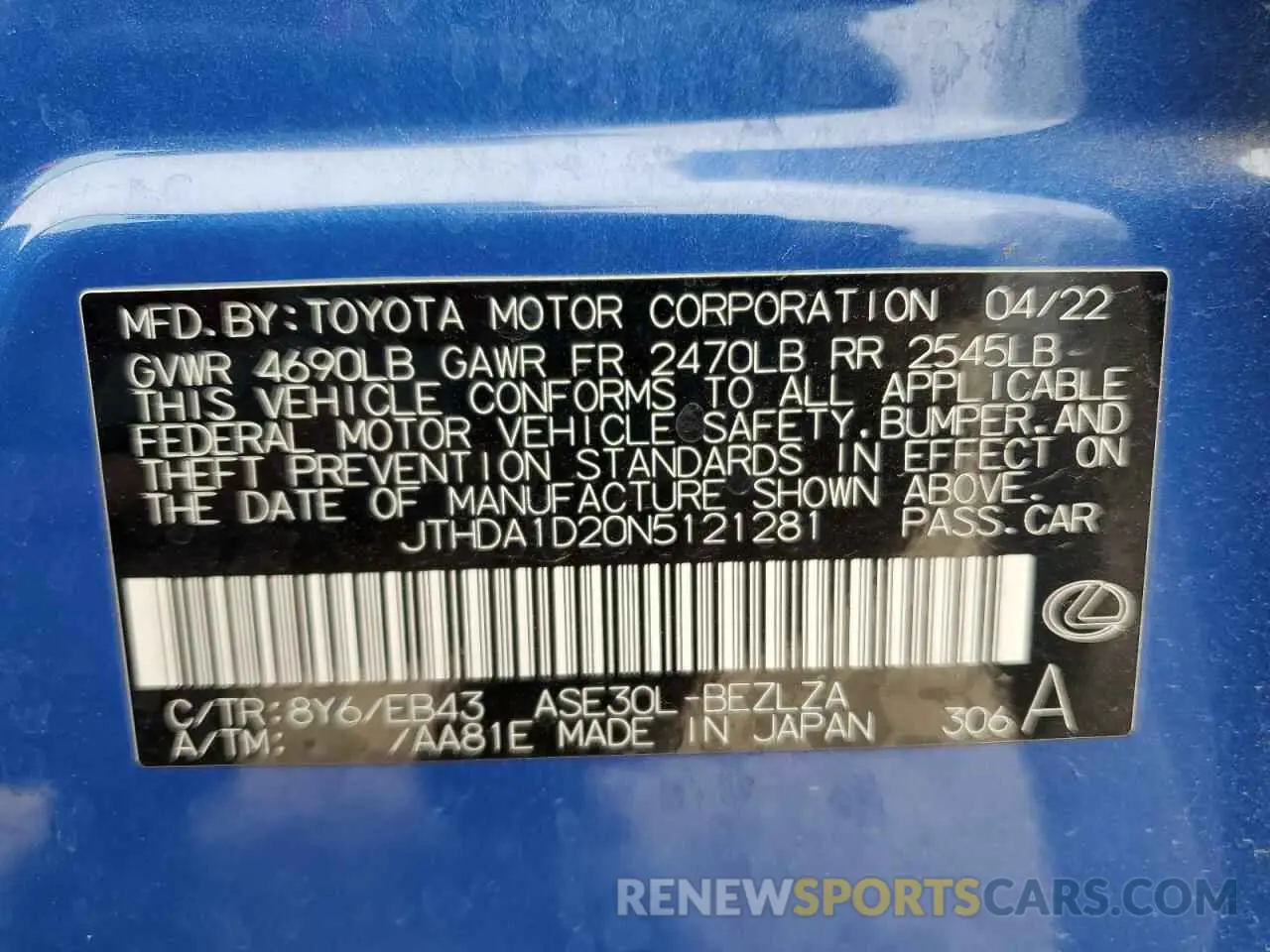 13 fotografías del automóvil dañado JTHDA1D20N5121281 LEXUS IS 2022