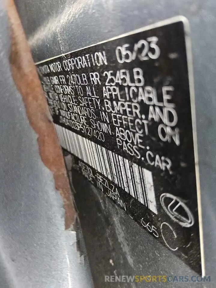 12 fotografías del automóvil dañado JTHDA1D23P5127420 LEXUS IS 2023