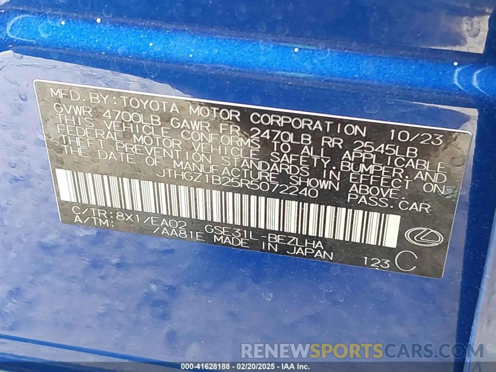 9 fotografías del automóvil dañado JTHGZ1B25R5072240 LEXUS IS 350 2024