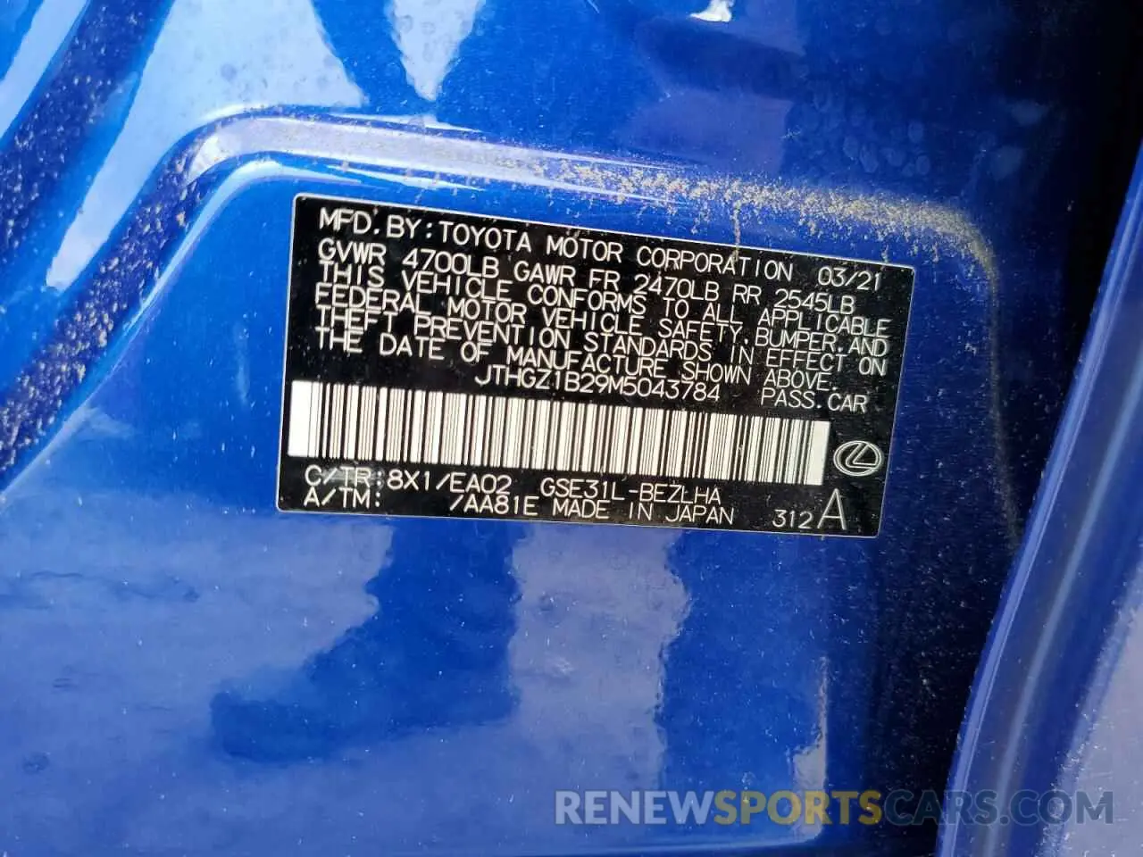 13 fotografías del automóvil dañado JTHGZ1B29M5043784 LEXUS IS 350 F S 2021