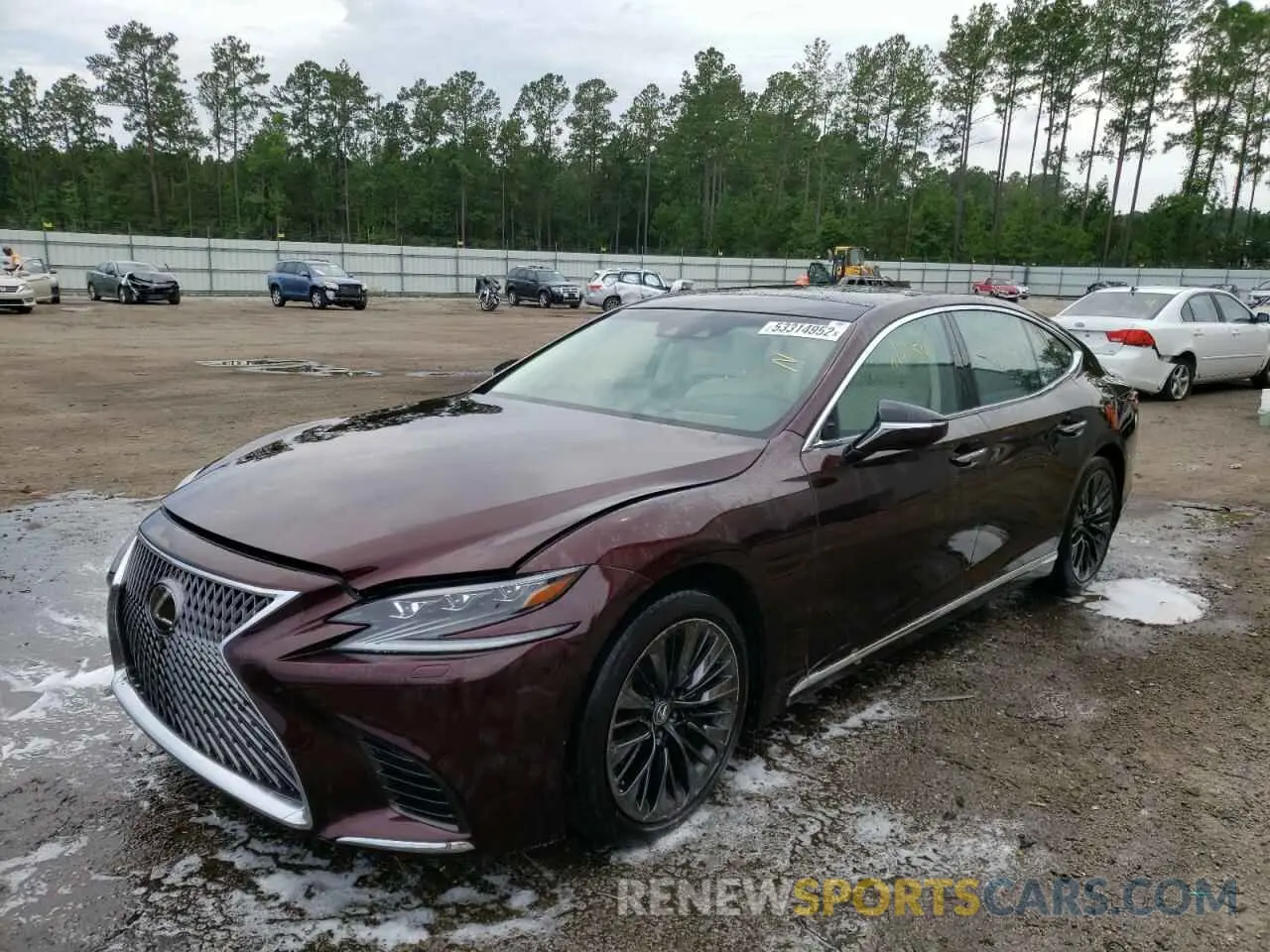 2 fotografías del automóvil dañado JTHG5LFF6L5011362 LEXUS LS500 2020