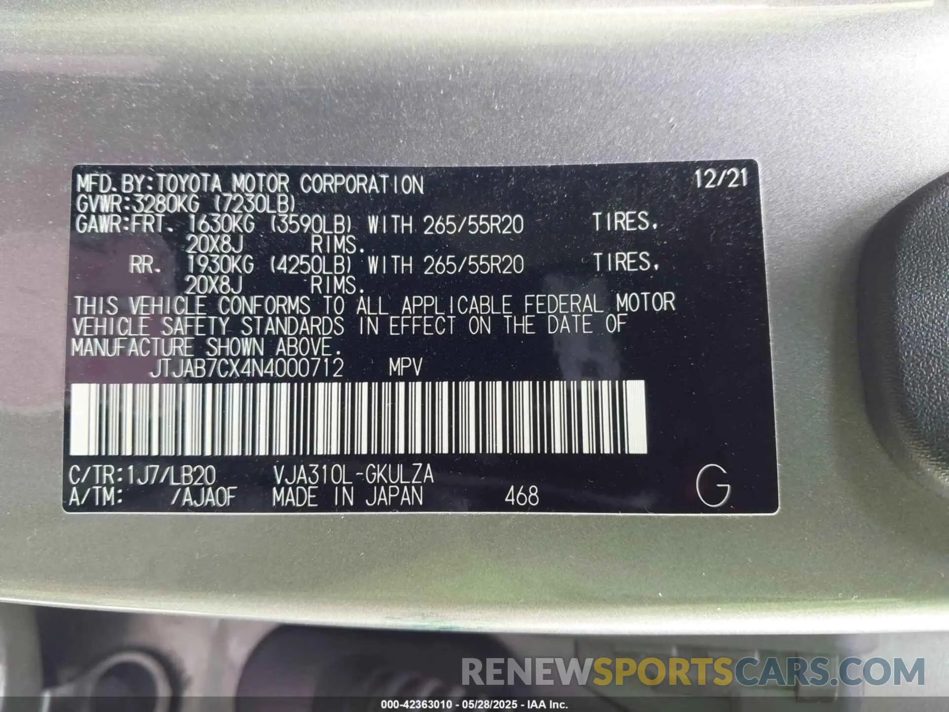 9 fotografías del automóvil dañado JTJAB7CX4N4000712 LEXUS LX 600 2022