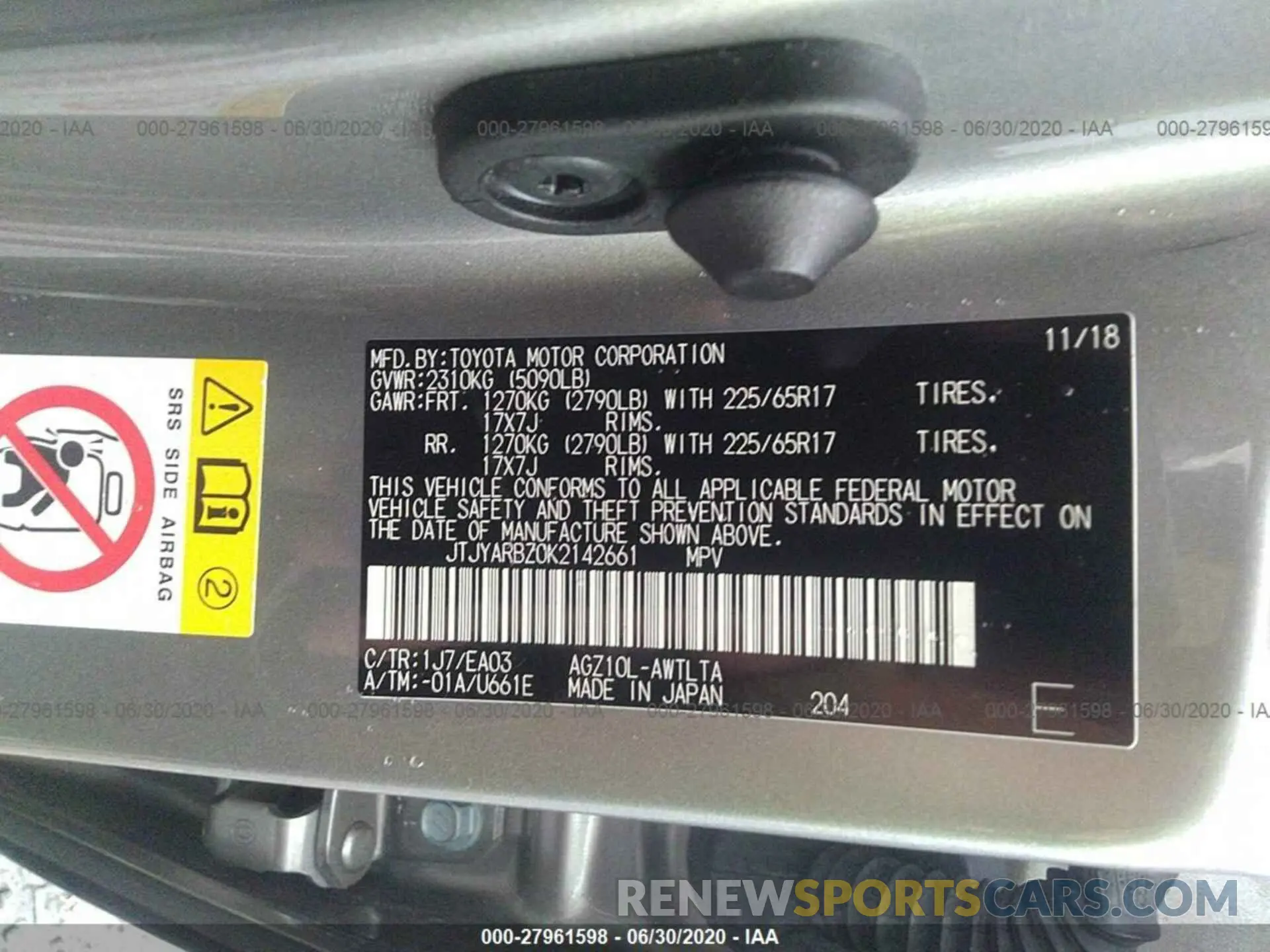 9 fotografías del automóvil dañado JTJYARBZ0K2142661 LEXUS NX 2019