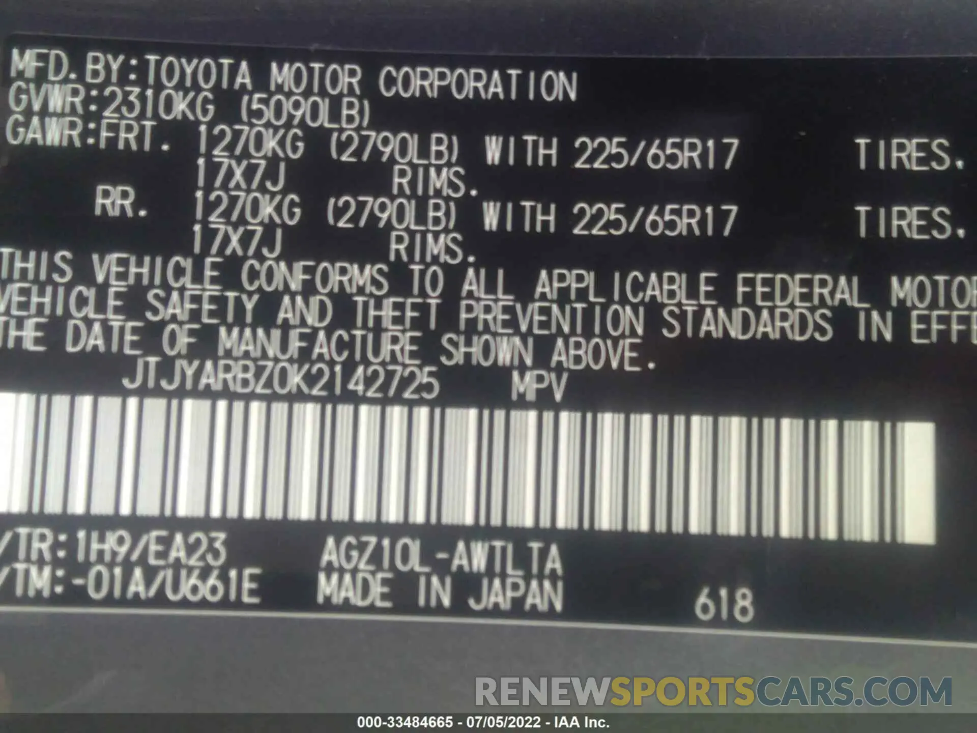 9 fotografías del automóvil dañado JTJYARBZ0K2142725 LEXUS NX 2019