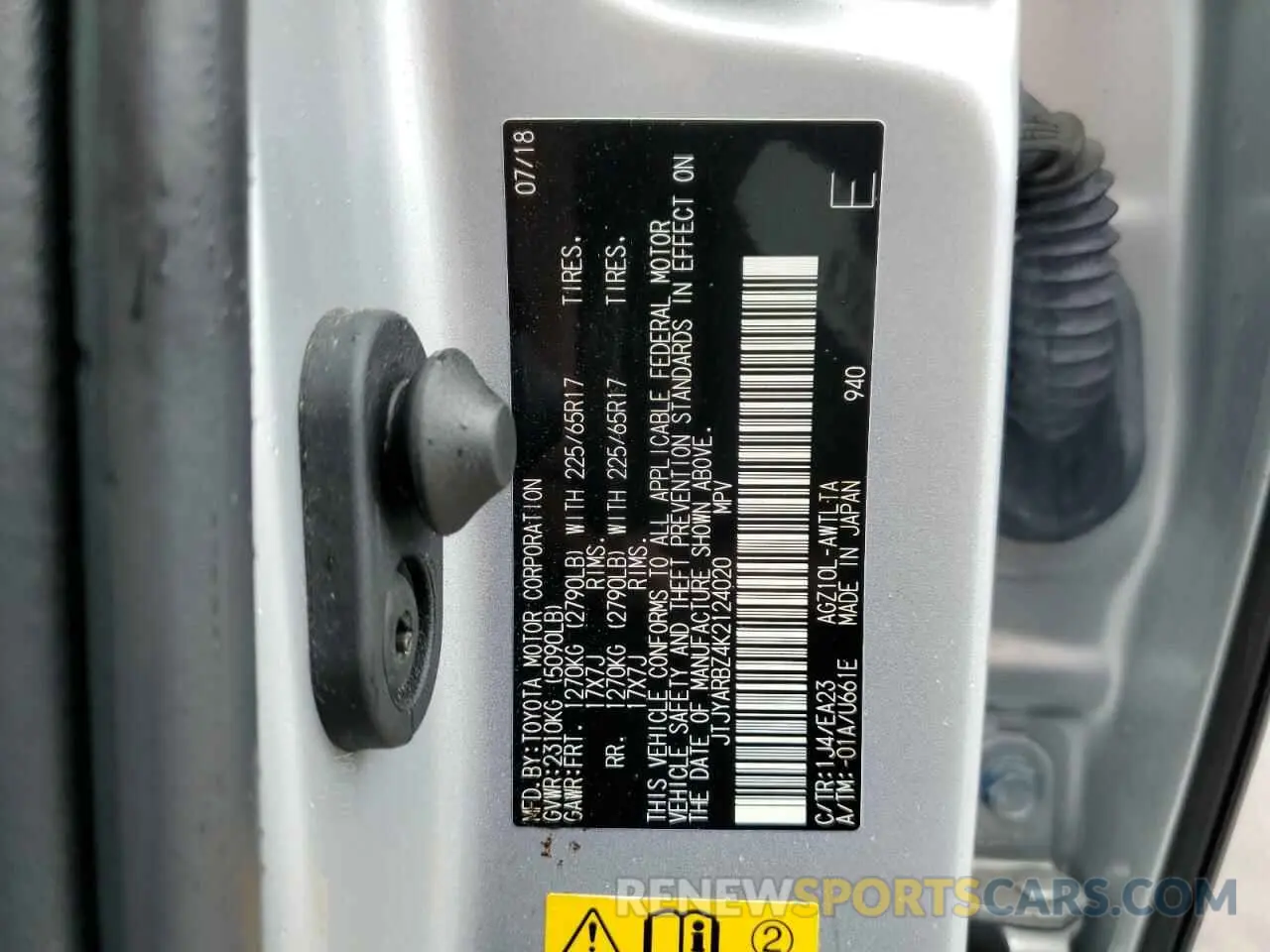 10 fotografías del automóvil dañado JTJYARBZ4K2124020 LEXUS NX 2019