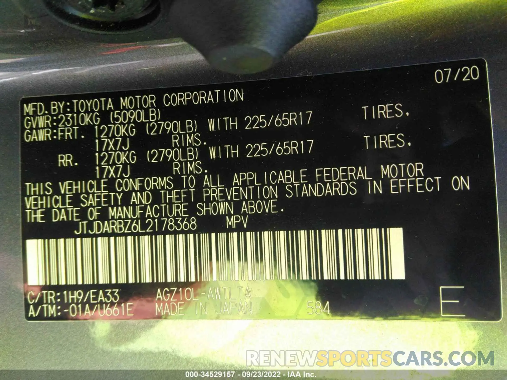 9 fotografías del automóvil dañado JTJDARBZ6L2178368 LEXUS NX 2020