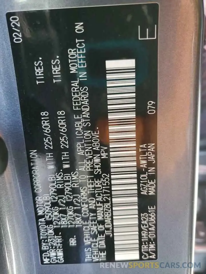 15 fotografías del automóvil dañado JTJDARBZ8L2171552 LEXUS NX 2020