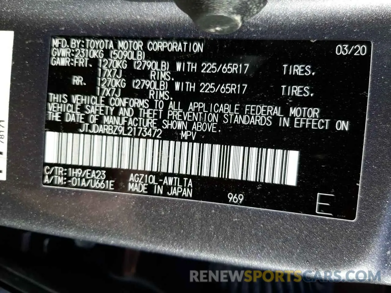 10 fotografías del automóvil dañado JTJDARBZ9L2173472 LEXUS NX 2020