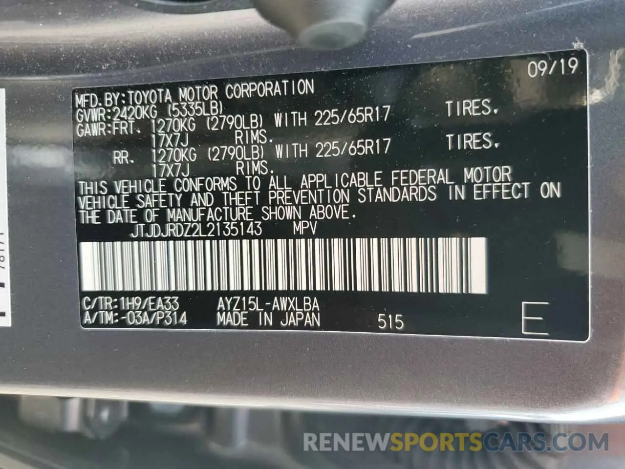 13 fotografías del automóvil dañado JTJDJRDZ2L2135143 LEXUS NX 2020