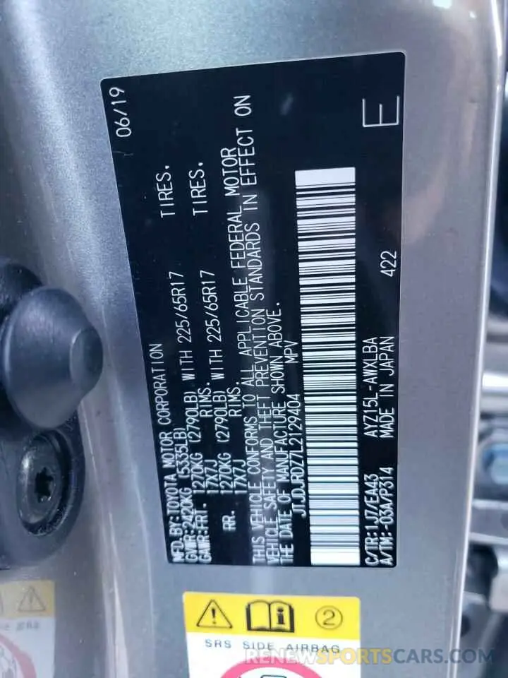 13 fotografías del automóvil dañado JTJDJRDZ7L2129404 LEXUS NX 2020