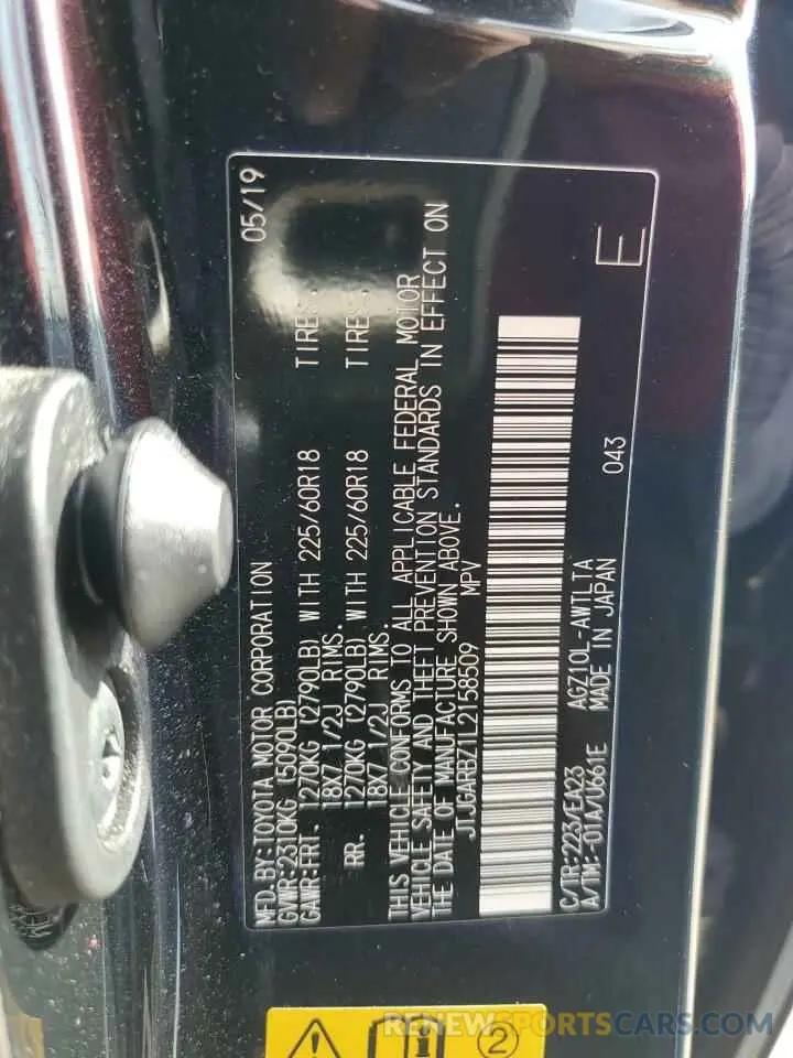 13 fotografías del automóvil dañado JTJGARBZ1L2158509 LEXUS NX 2020