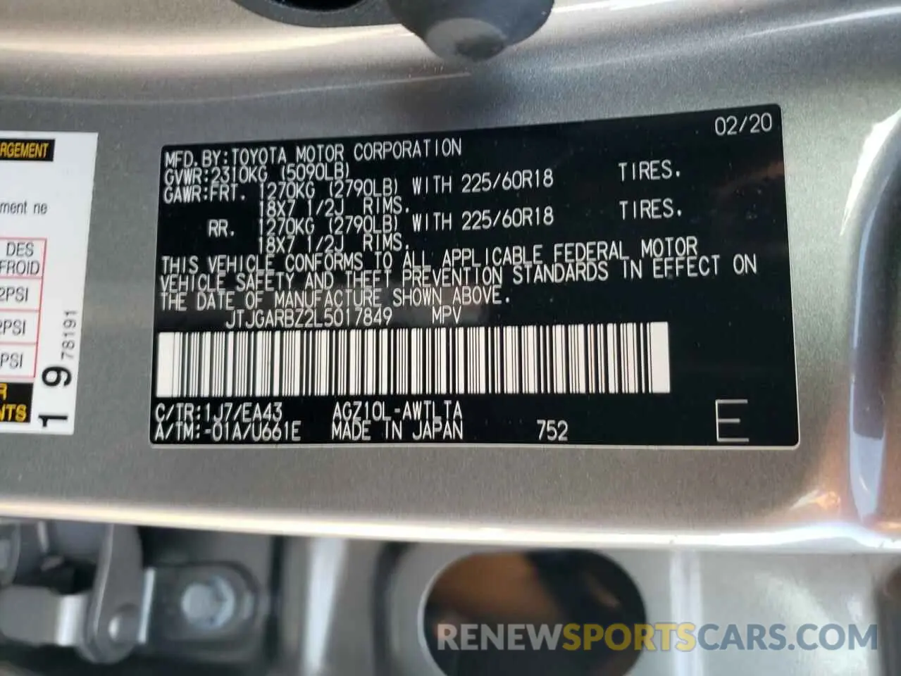 13 fotografías del automóvil dañado JTJGARBZ2L5017849 LEXUS NX 2020