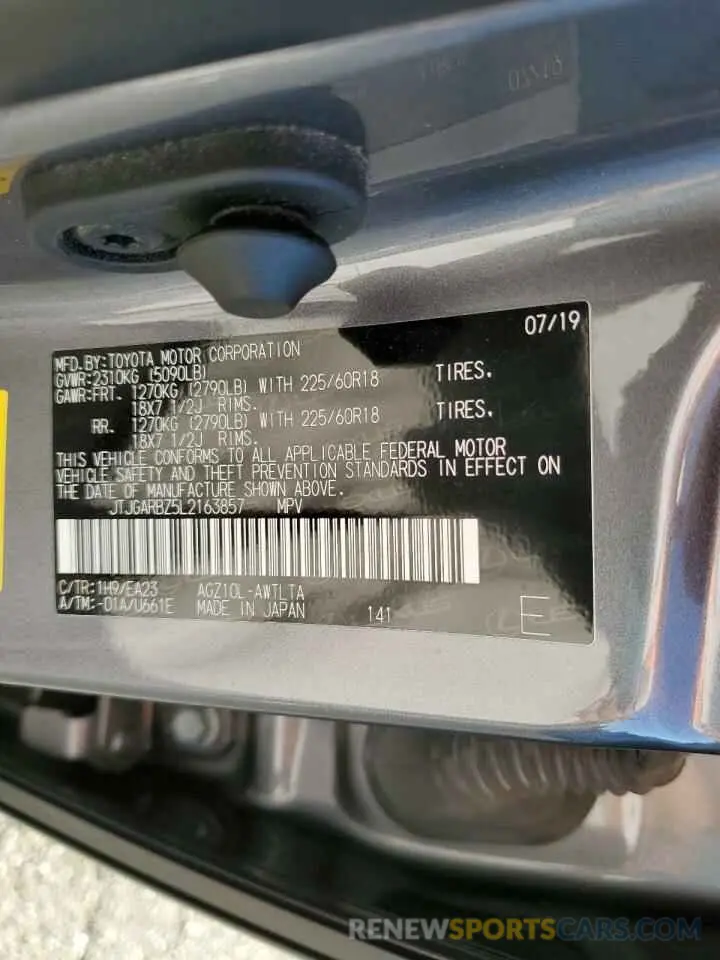 10 fotografías del automóvil dañado JTJGARBZ5L2163857 LEXUS NX 2020