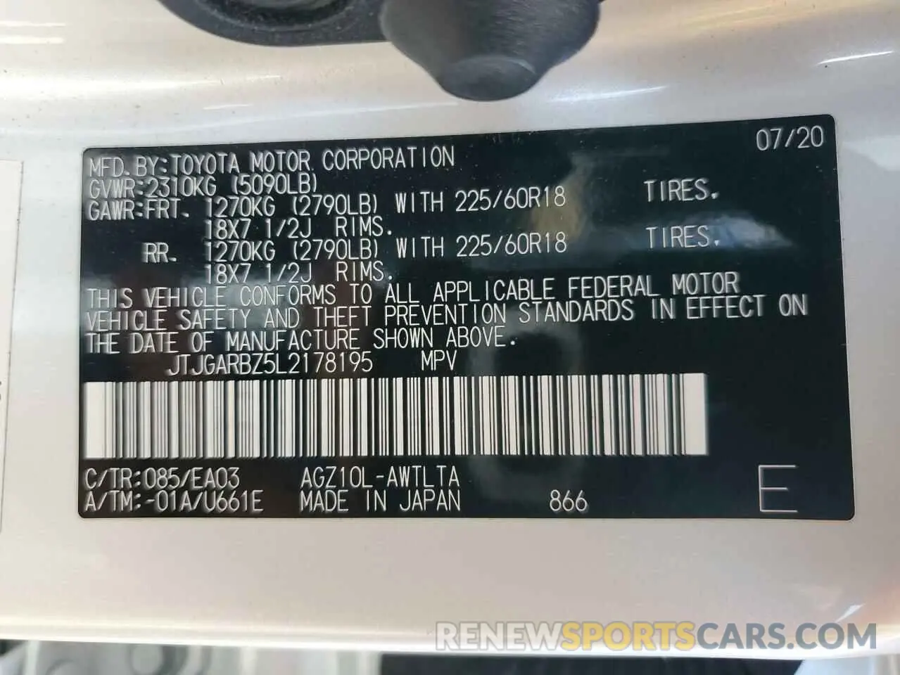13 fotografías del automóvil dañado JTJGARBZ5L2178195 LEXUS NX 2020