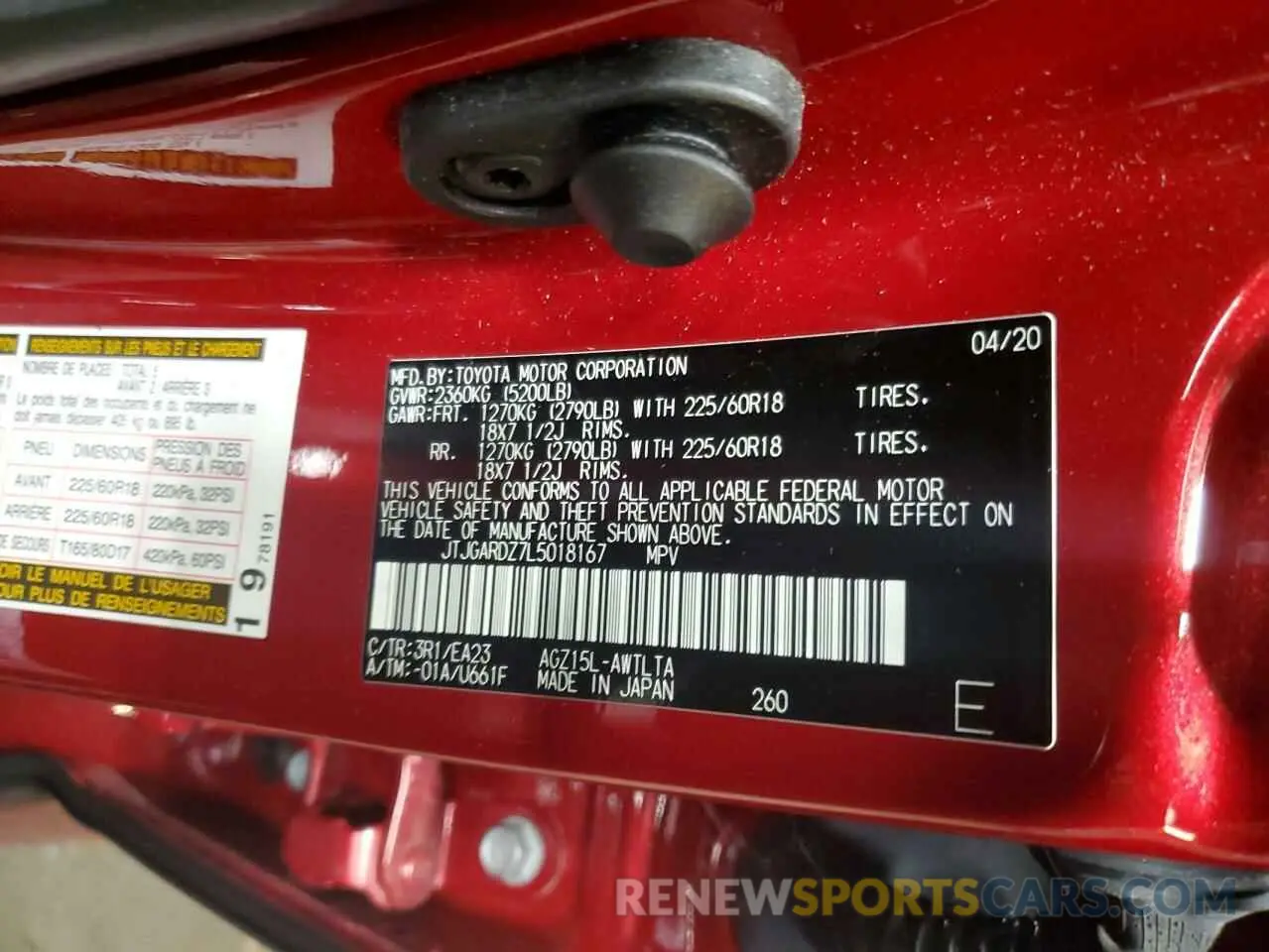 13 fotografías del automóvil dañado JTJGARDZ7L5018167 LEXUS NX 2020
