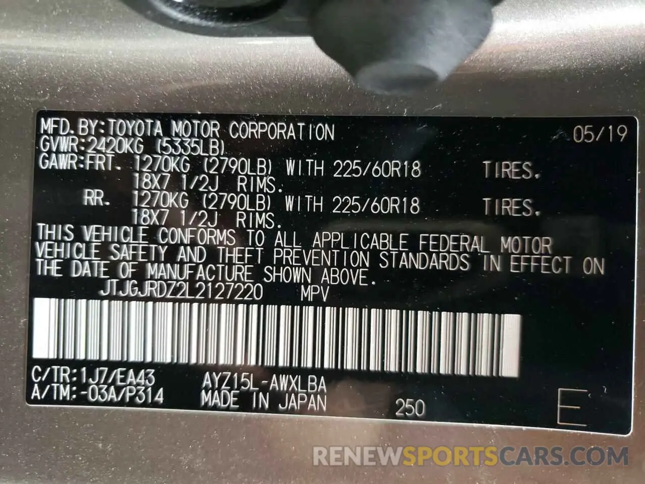 13 fotografías del automóvil dañado JTJGJRDZ2L2127220 LEXUS NX 2020