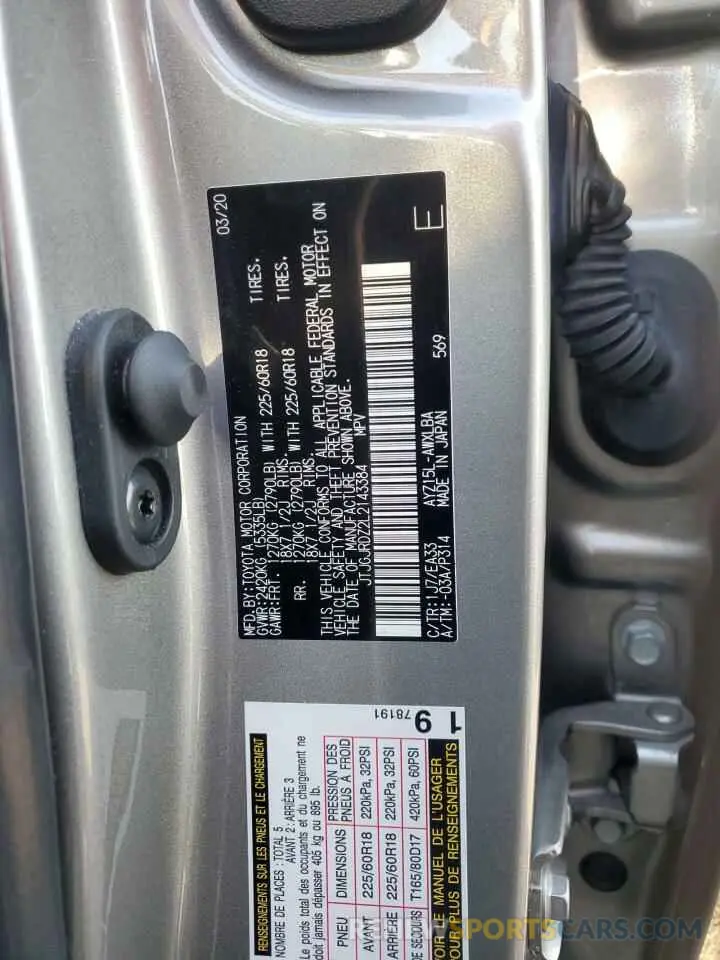 14 fotografías del automóvil dañado JTJGJRDZ2L2143384 LEXUS NX 2020