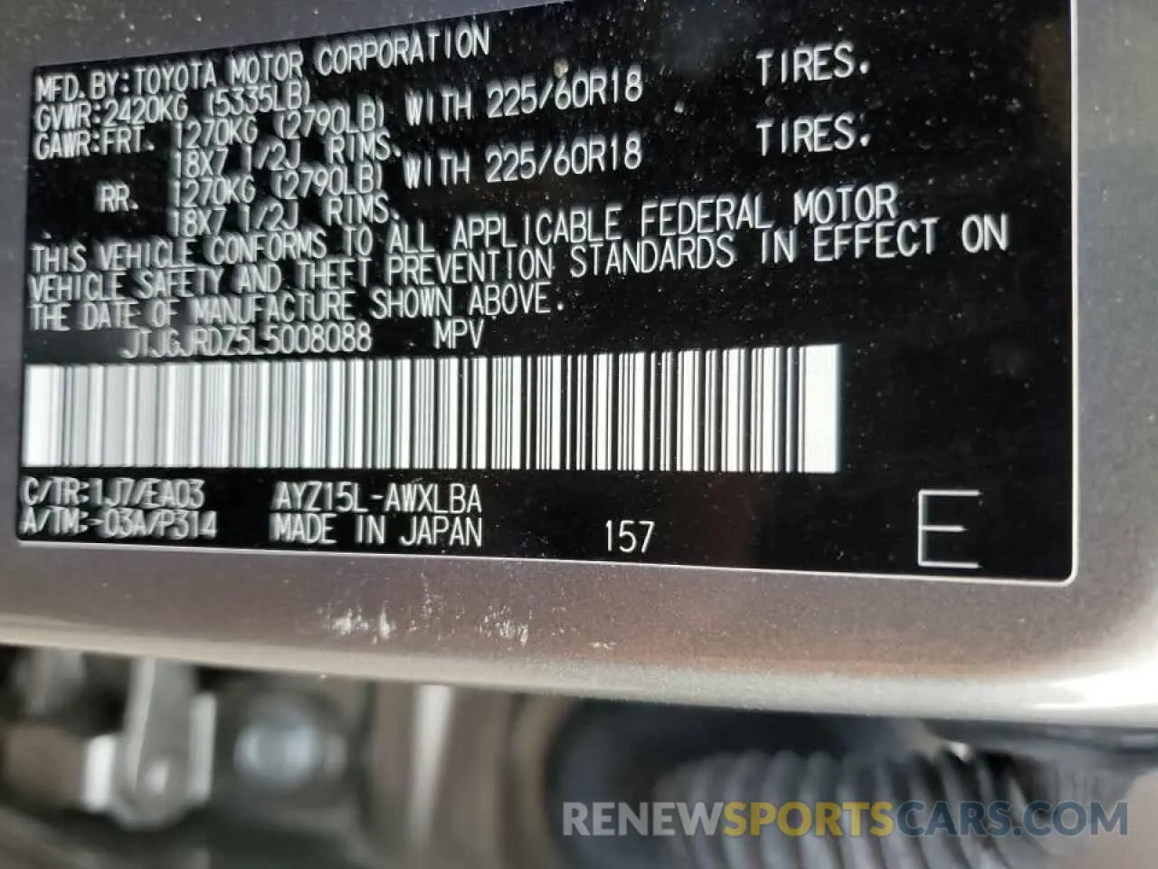 14 fotografías del automóvil dañado JTJGJRDZ5L5008088 LEXUS NX 2020