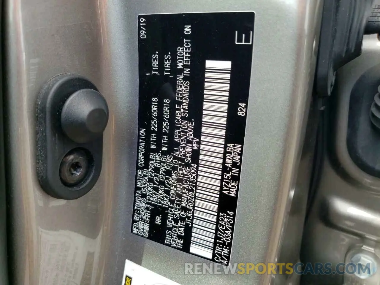 12 fotografías del automóvil dañado JTJGJRDZ8L2135094 LEXUS NX 2020