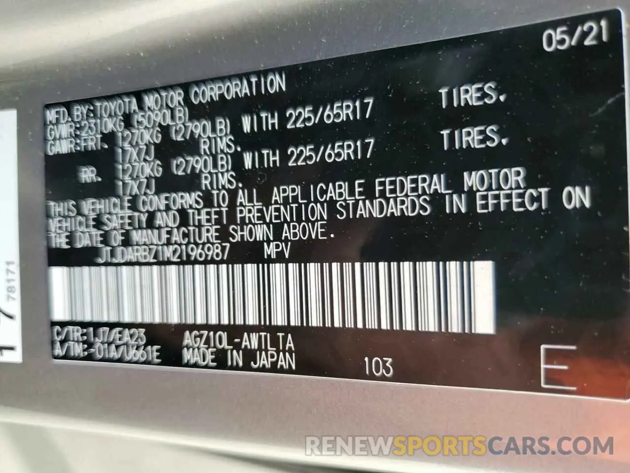 13 fotografías del automóvil dañado JTJDARBZ1M2196987 LEXUS NX 2021