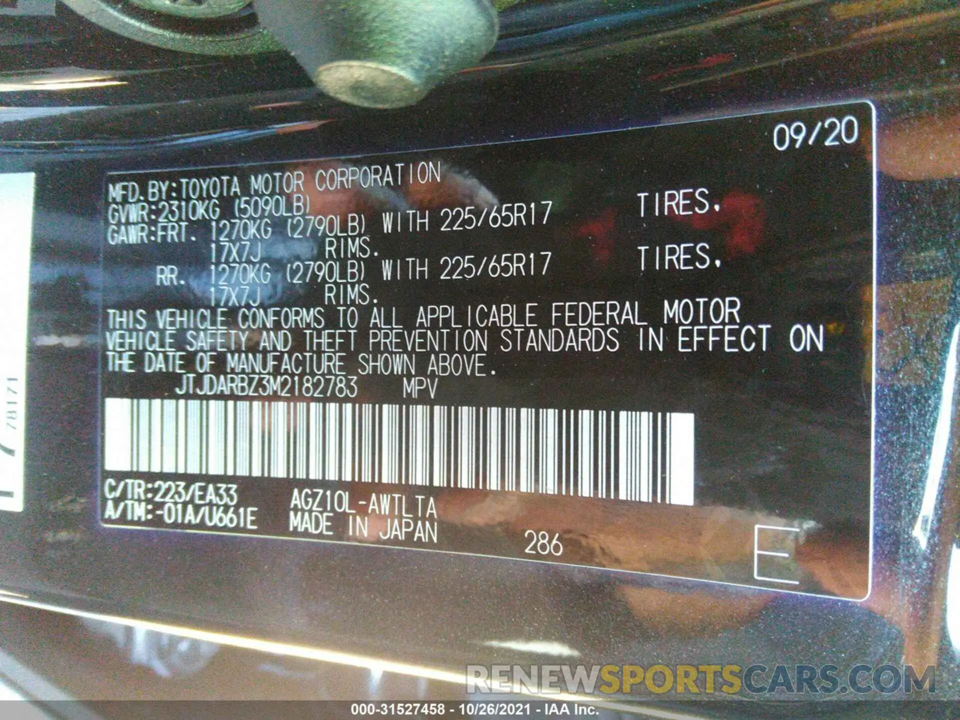 9 fotografías del automóvil dañado JTJDARBZ3M2182783 LEXUS NX 2021