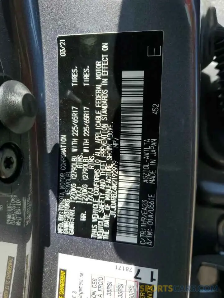 14 fotografías del automóvil dañado JTJDARBZ4M2192979 LEXUS NX 2021