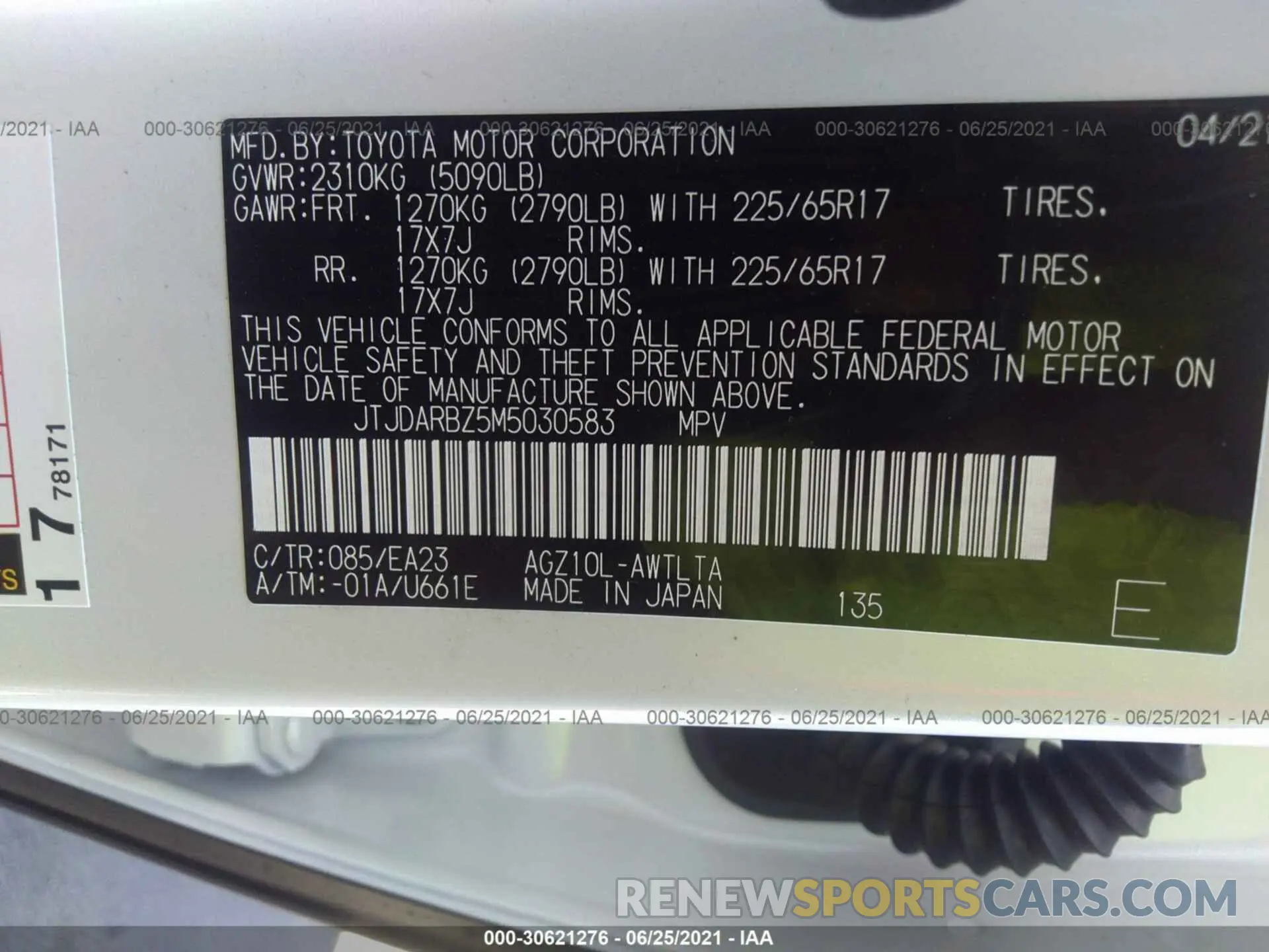 9 fotografías del automóvil dañado JTJDARBZ5M5030583 LEXUS NX 2021