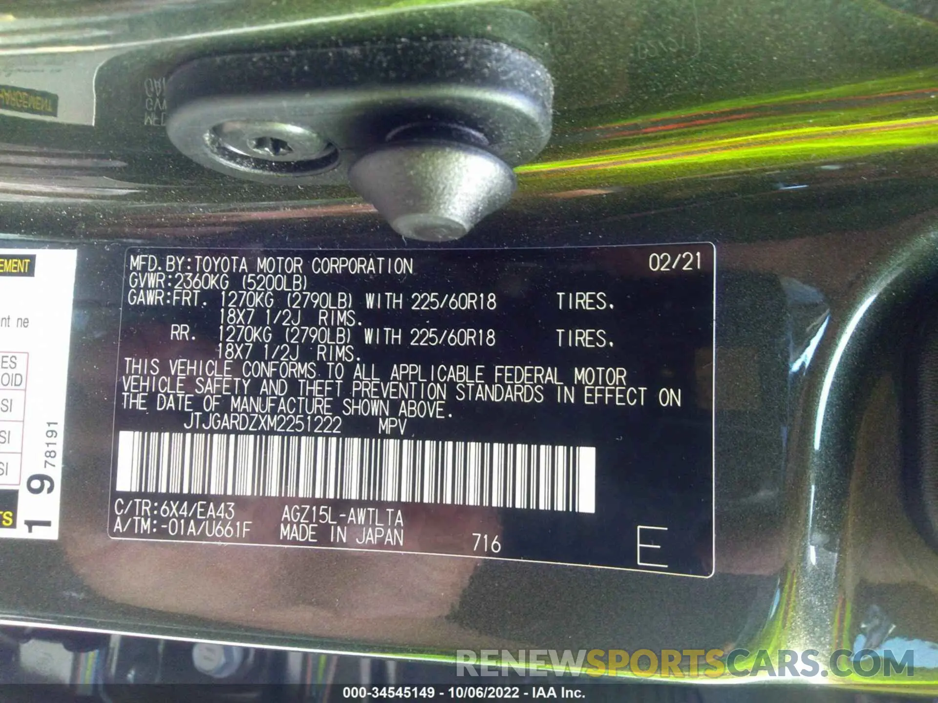 9 fotografías del automóvil dañado JTJGARDZXM2251222 LEXUS NX 2021
